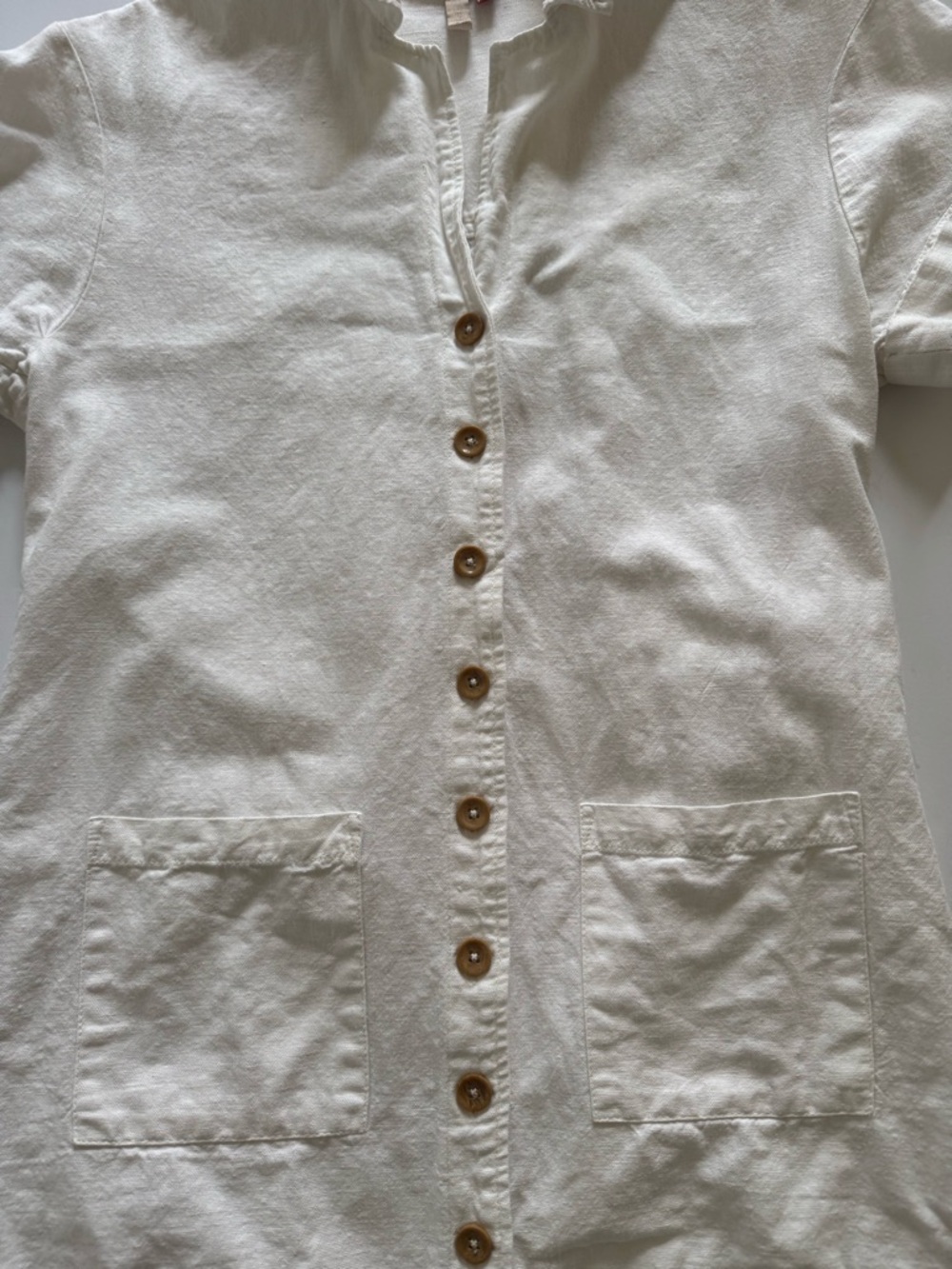 Pilcro Ivory Button-Front Linen Shirt Dress - Picture 3 of 8